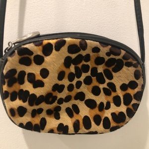 Vintage cheetah leather small cross body bag